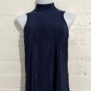 5/$25 Antistar Womens Sleeveless Top S Blue Pleated Mock Neck B10
